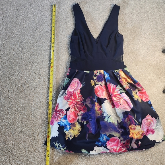 Xscape Navy Backless Dress with Floral Design - Picture 9 of 12